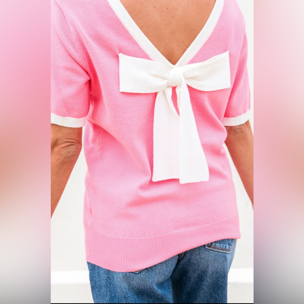 Kay- Colorblock Bow V-Shape Cut Back - Picture 4 of 6